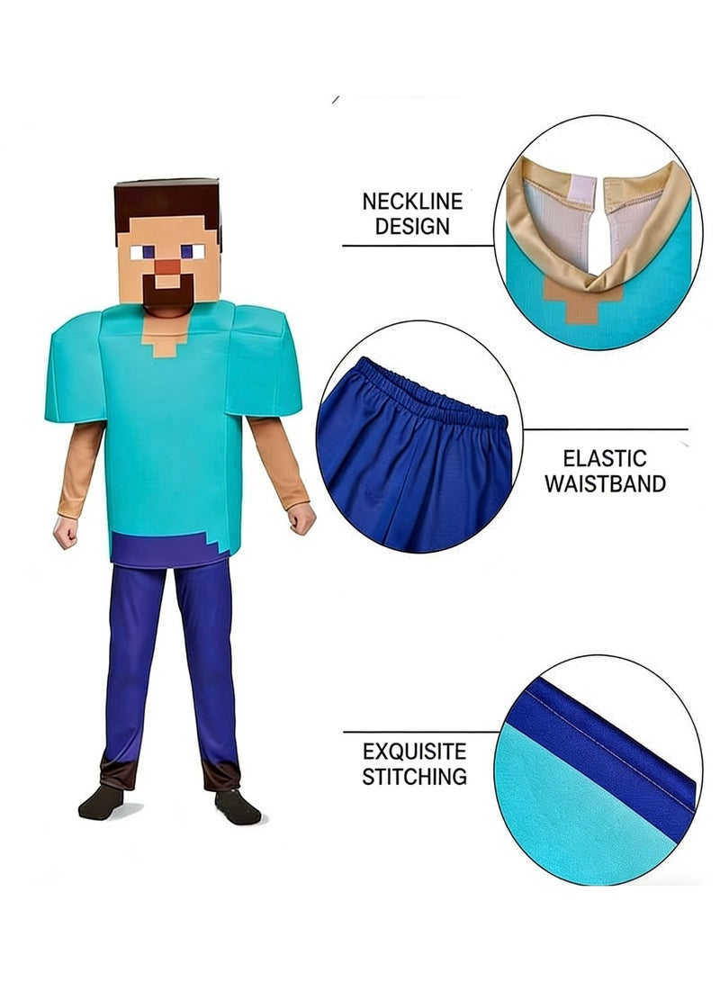 Minecraft Blue World Set character costume, tough guy outfit, Halloween children's costume, Blue World Set, XL size Minecraft Diamond Set Character Costume, for Kids Party - Image 2